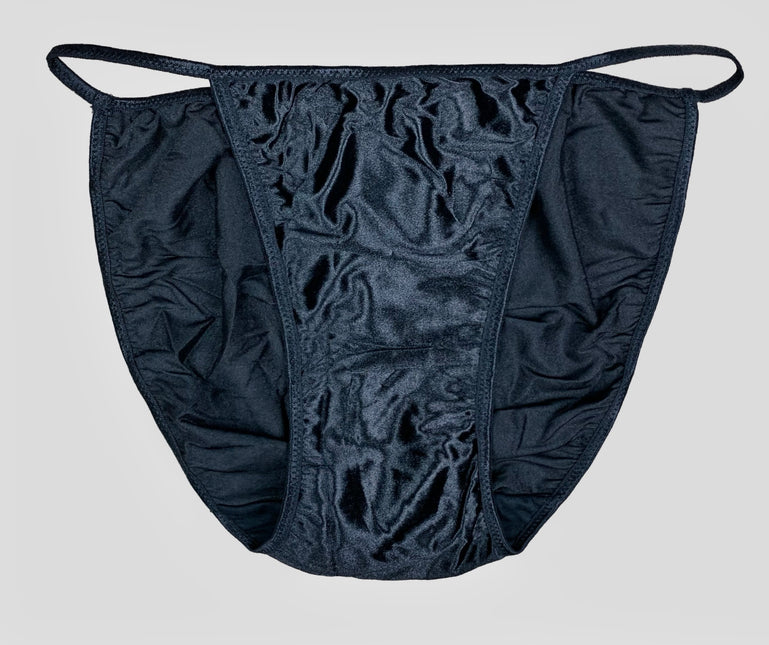 Satin String Bikini - Black - Lexington Intimates