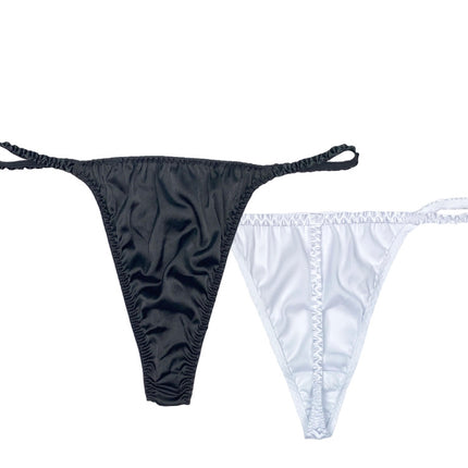 Luxe Satin G-Strings Black & White | 2 Pack - Lexington Intimates