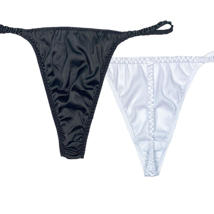 Luxe Satin G-Strings Black & White | 2 Pack - Lexington Intimates