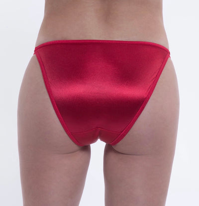 Red High Cut Satin String Panty - Lexington Intimates