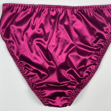 High Leg Satin Panty Sheer Mesh Trim - Lexington Intimates