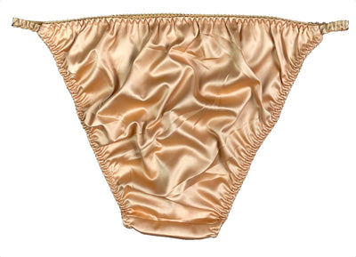 Gold Satin String Bikini Panty - Lexington Intimates