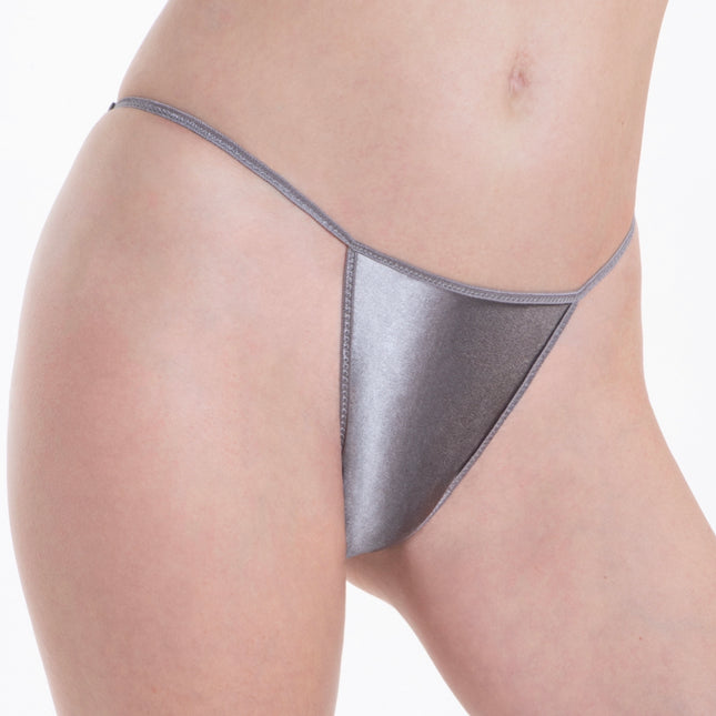 Satin String Bikini - Silver - Lexington Intimates