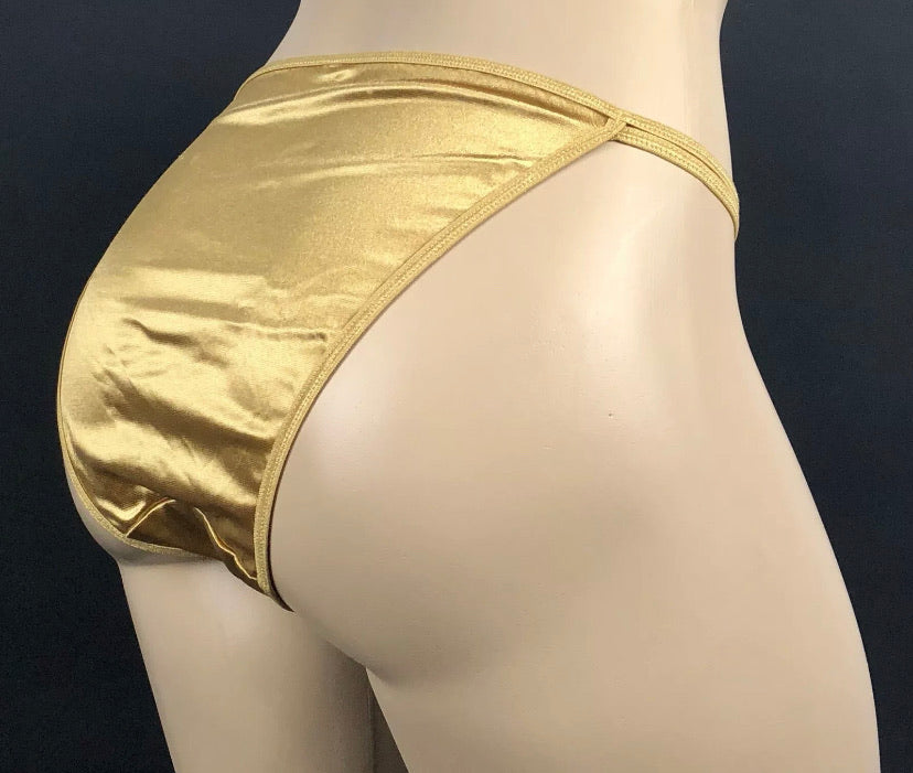 Gold High Cut Satin String Panty - Lexington Intimates