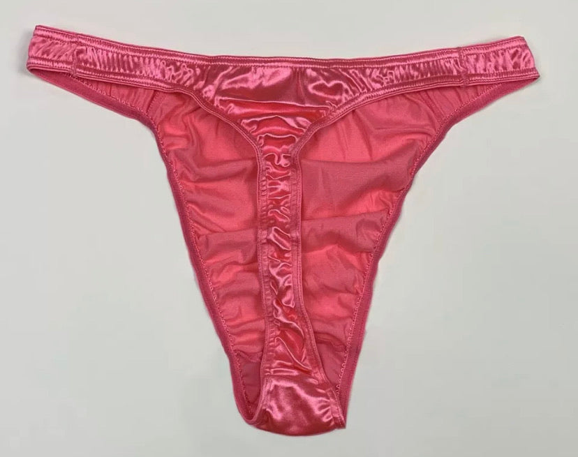 Classic Satin Thong - Pink - Lexington Intimates