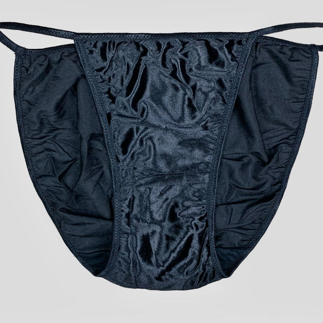 Satin String Bikini - Black - Lexington Intimates