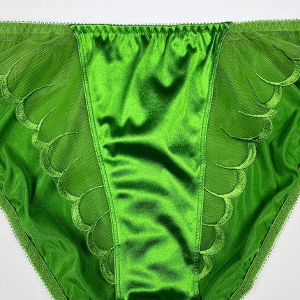 High Leg Satin Panty Mesh Accents - Lexington Intimates