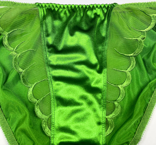 High Leg Satin Panty Mesh Accents - Lexington Intimates