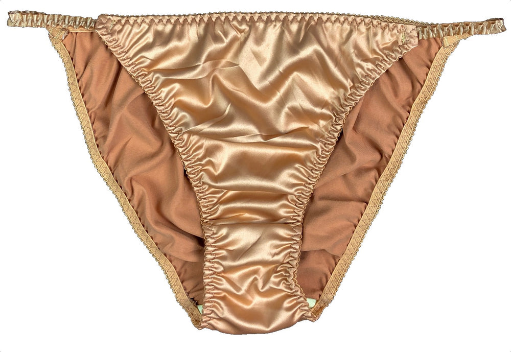 Gold Satin String Bikini Panty - Lexington Intimates