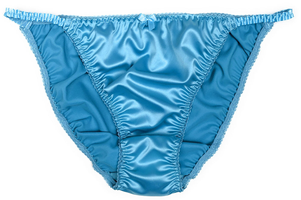 Teal Satin String Bikini Panty - Lexington Intimates