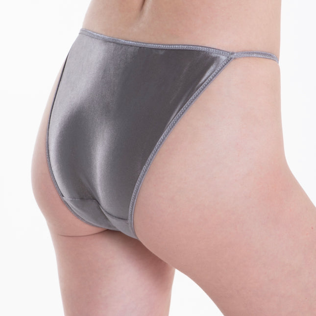 Satin String Bikini - Silver - Lexington Intimates