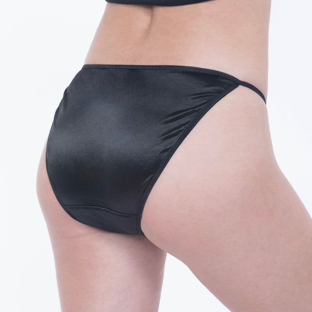 Satin String Bikini - Black - Lexington Intimates