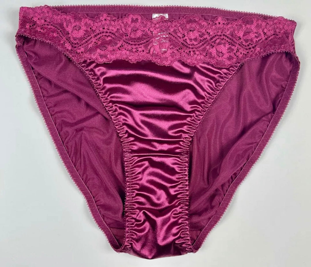 High Leg Satin and Lace Panty - Lexington Intimates