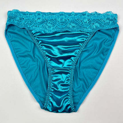 High Leg Satin and Lace Panty - Lexington Intimates