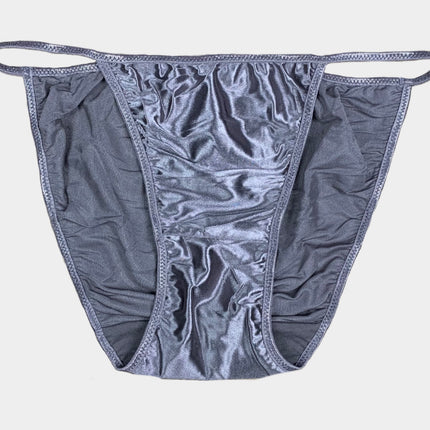 Satin String Bikini - Silver - Lexington Intimates