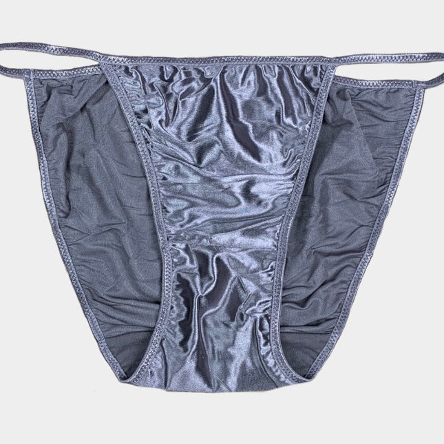 Satin String Bikini - Silver - Lexington Intimates