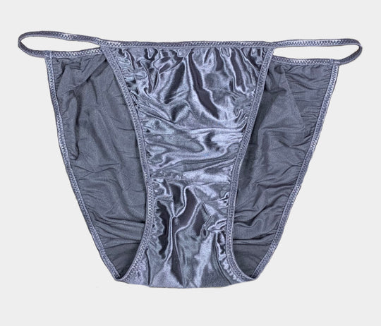 Satin String Bikini - Silver - Lexington Intimates