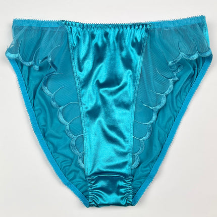 High Leg Satin Panty Mesh Accents - Lexington Intimates