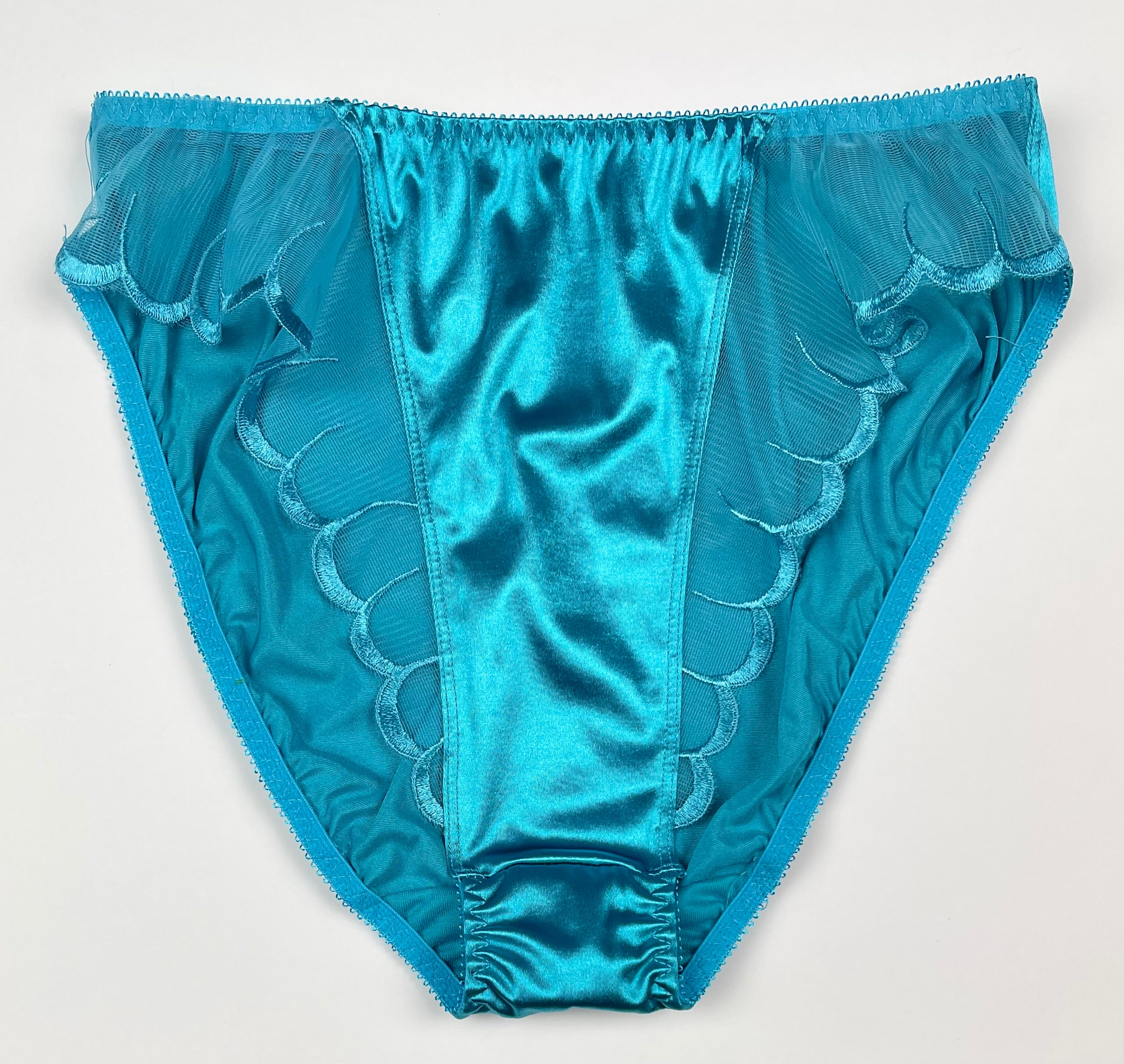 High Leg Satin Panty Mesh Accents - Lexington Intimates