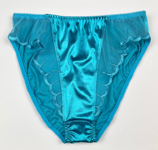 High Leg Satin Panty Mesh Accents - Lexington Intimates