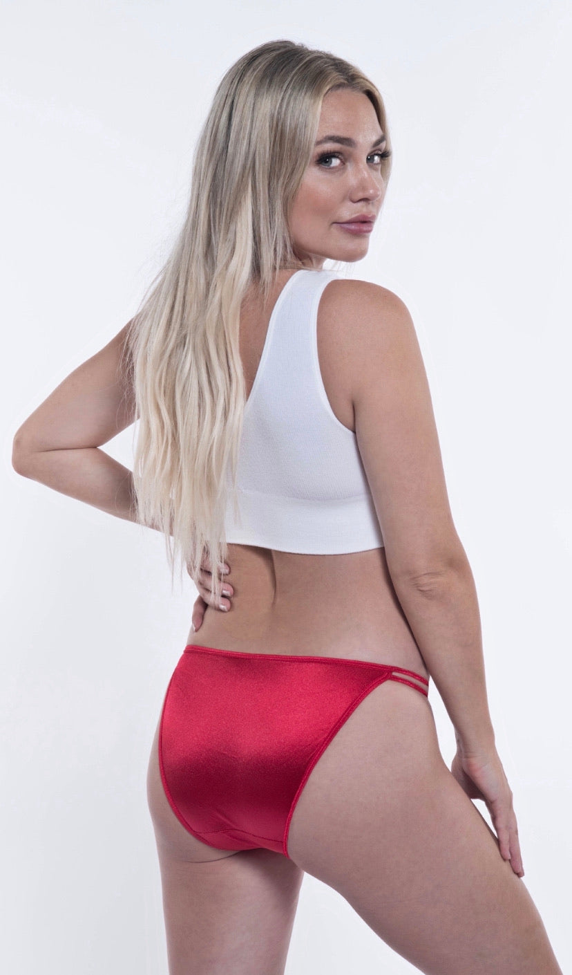 Red High Cut Satin String Panty - Lexington Intimates