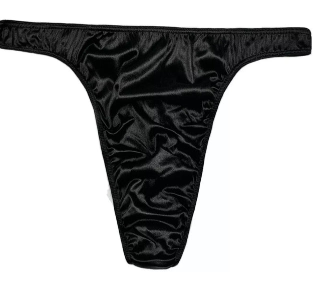 Classic Satin Thong - Black - Lexington Intimates