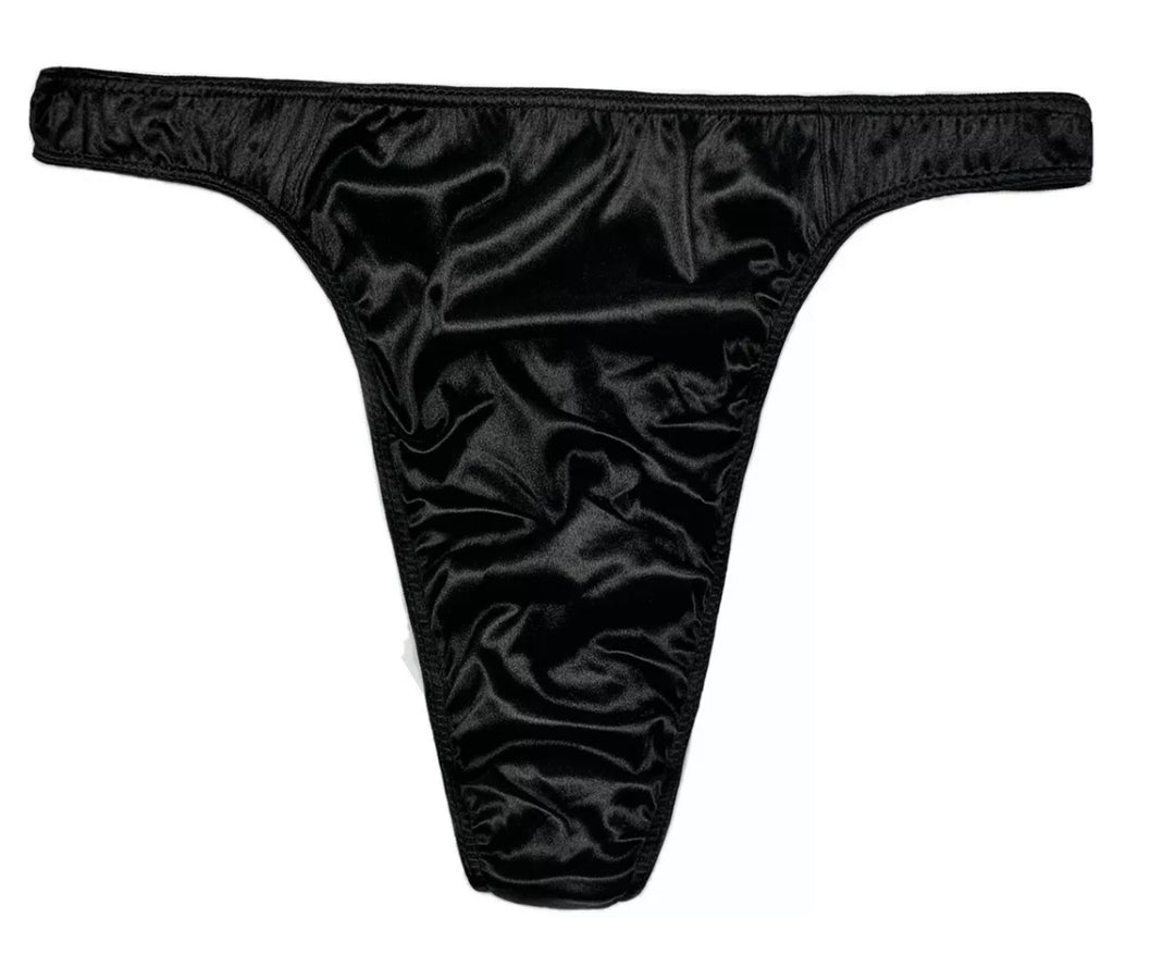 Classic Satin Thong - Black - Lexington Intimates