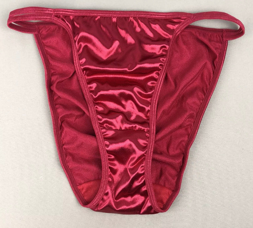 Red High Cut Satin String Panty - Lexington Intimates