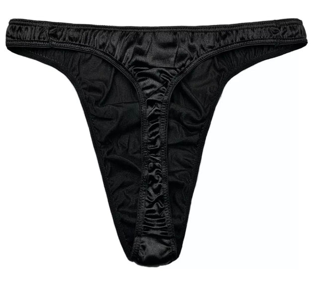 Classic Satin Thong - Black - Lexington Intimates