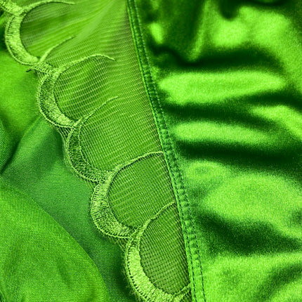 High Leg Satin Panty Mesh Accents - Lexington Intimates