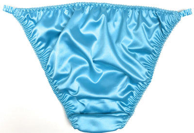 Teal Satin String Bikini Panty - Lexington Intimates