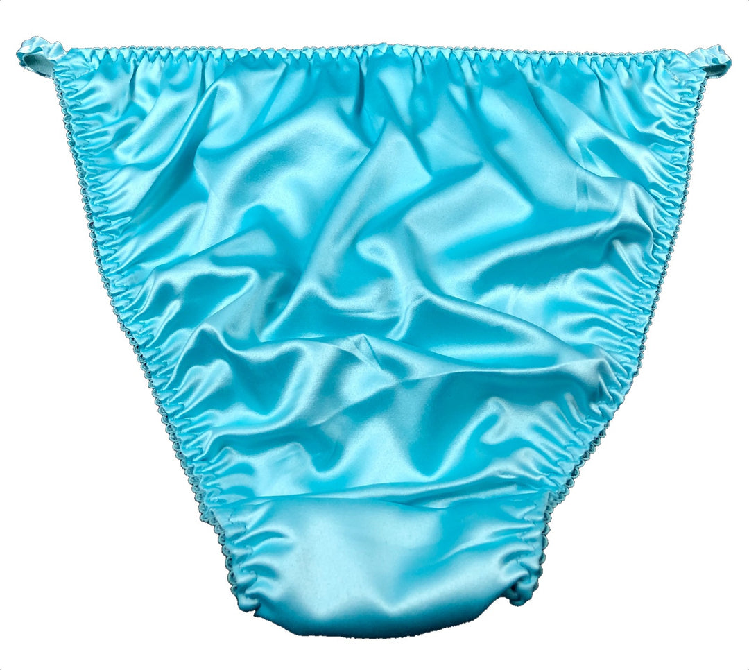 Light Blue Satin String Bikini Panty - Lexington Intimates