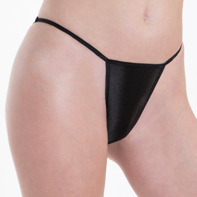 Satin String Bikini - Black - Lexington Intimates