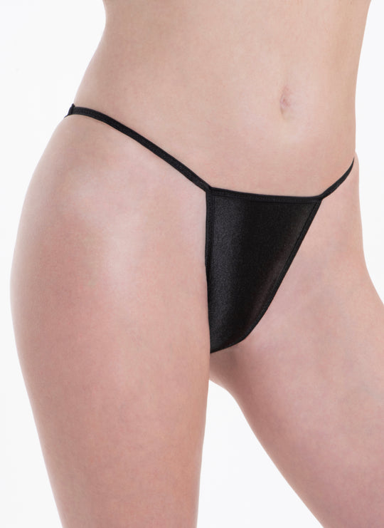 Satin String Bikini - Black - Lexington Intimates