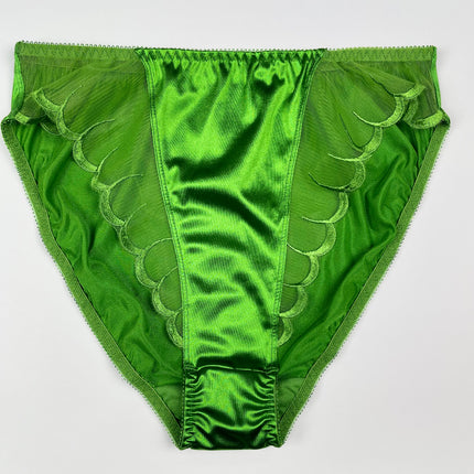 High Leg Satin Panty Mesh Accents - Lexington Intimates