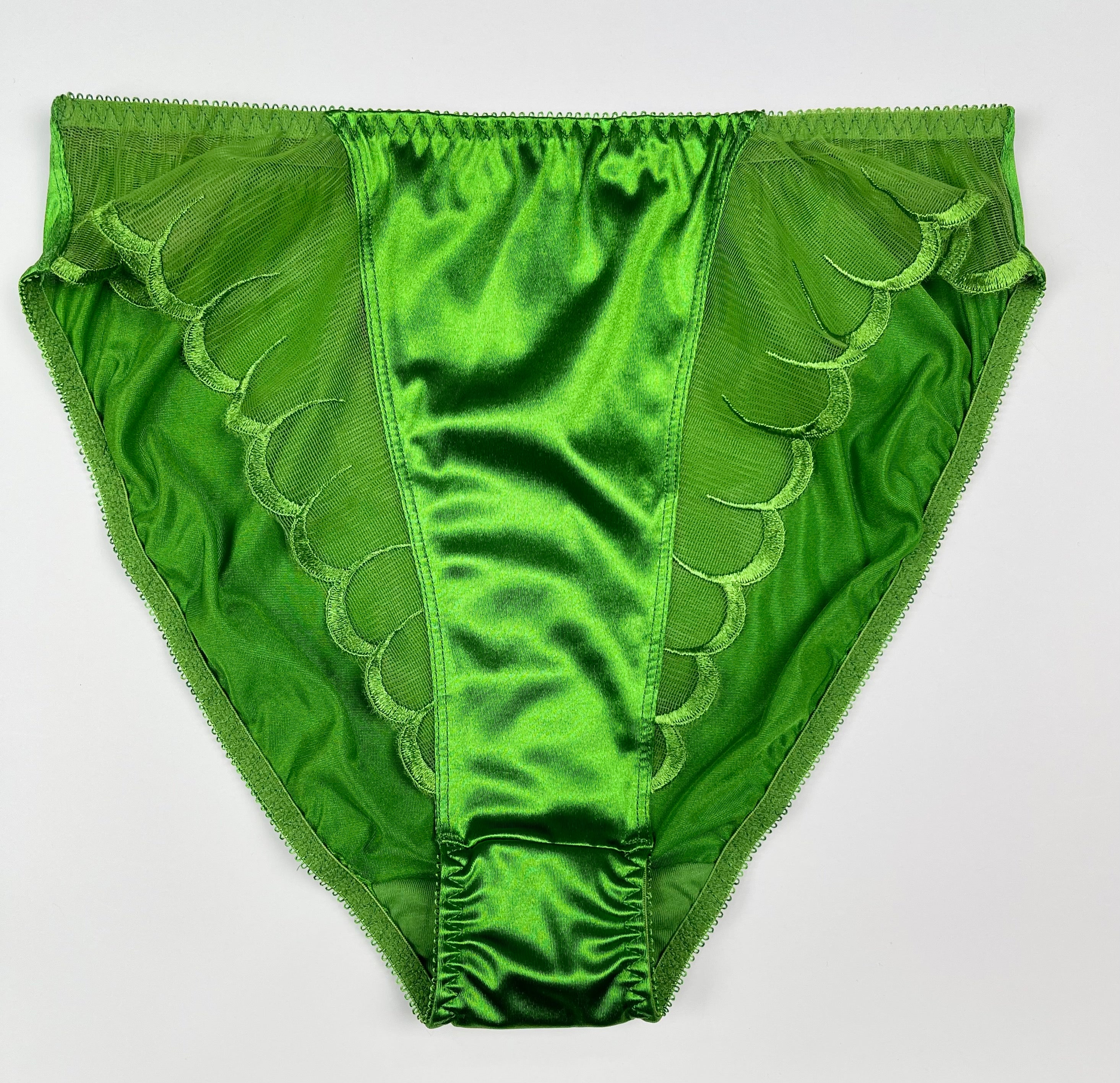 High Leg Satin Panty Mesh Accents - Lexington Intimates