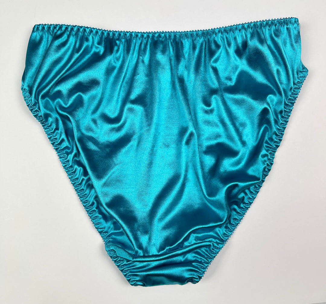 High Leg Satin Panty Mesh Accents - Lexington Intimates