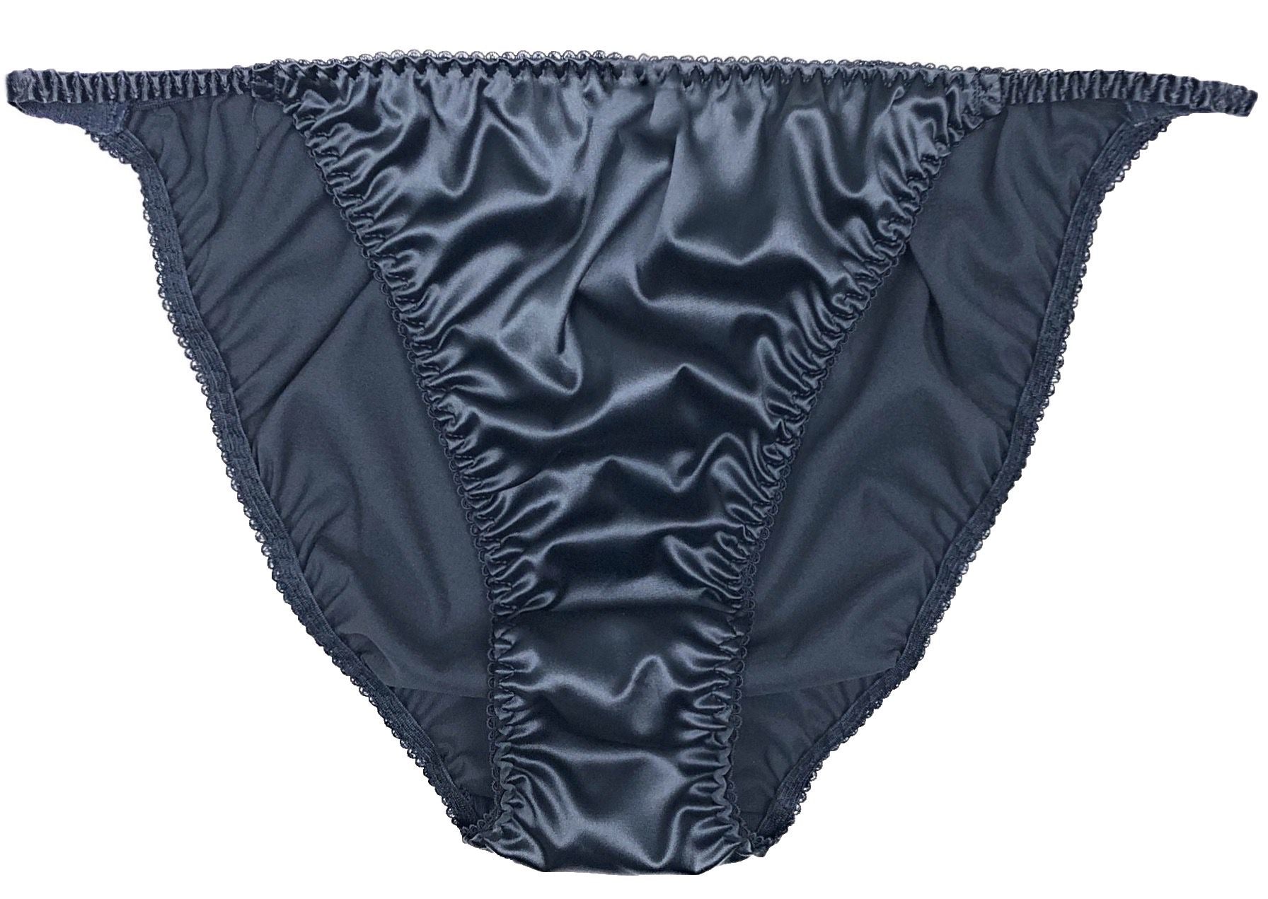 Luxe Satin String Bikini Panty - Black - Lexington Intimates